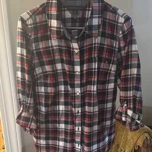Tommy Hilfiger Red and Navy Checkered Shirt